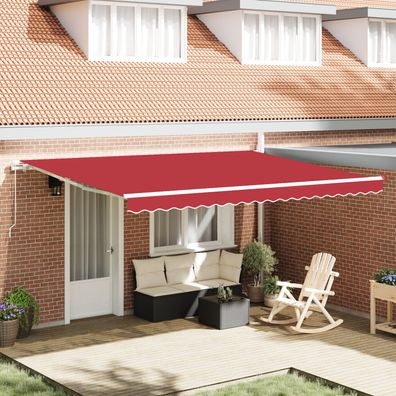 vidaXL Manuelle einziehbare Markise Rot 450x350 cm