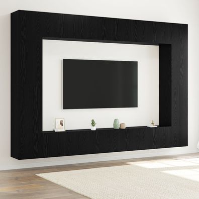 vidaXL 12-teiliges TV-Schrank-Set Wandmontiert Schwarz Eichen Holzwerkstoff