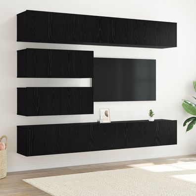 vidaXL 10-teiliges TV Schrank Set - Wandmontiertes schwarzes Eichenholz