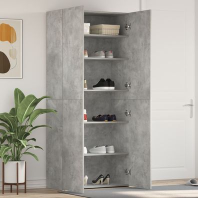 vidaXL Schuhschrank Betongrau 80x35,5x180 cm Holzwerkstoff