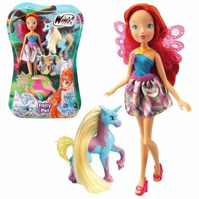Bloom mit Einhorn Elas | Fairy Pet Puppe | Winx Club | Fee 28 cm