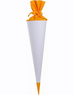 Goldbuch Bastelschultüte 70cm weiß mit farbigem Filzverschluss & Spitze gelb
