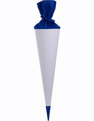 Goldbuch Bastelschultüte 70cm weiß mit farbigem Filzverschluss & Spitze blau