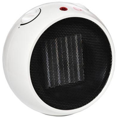 Heizlüfter 900W/1500W kompakt, Weiß/Schwarz, Heizgerät aus PP für kleine Räume