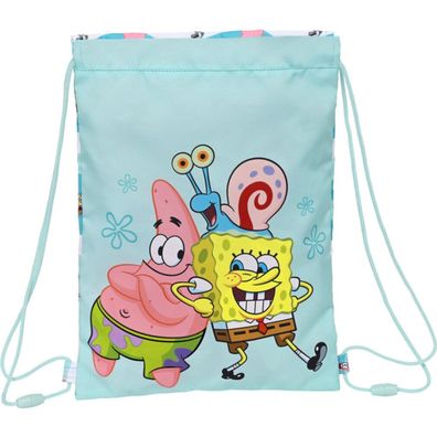 Rucksacktasche mit Bändern Spongebob Stay positive Blau Weiß (26 x 34 x 1 cm)