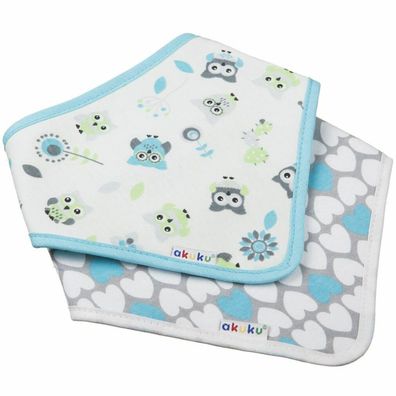 Akuku Baby Lätzchen-Sack 2 Stück Eule-Herz