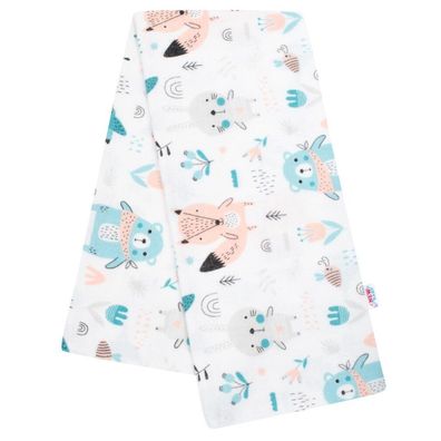 Flanellwindel mit Druck New Baby weiße Tiere