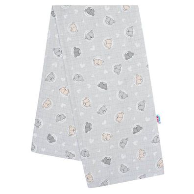 Baumwollwindel mit Druck New Baby grau kleine Bären