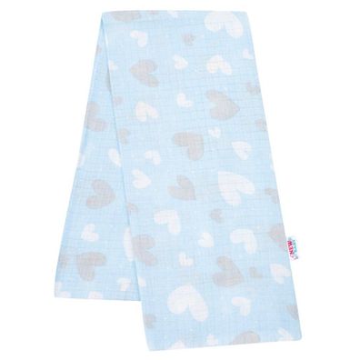 Baumwollwindel mit Druck New Baby blau Herz