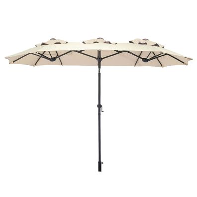 Doppel Sonnenschirm 300 x 150 cm - natur - Garten Balkon Terrasse Markt Schirm