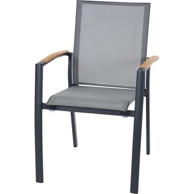 Siena Garden Velia Stapelsessel - Aluminium/Teak FSC und Ranotex®, schwarz-grau, (T