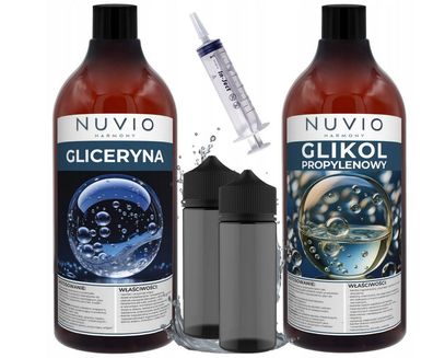 NUVIO Set - Propylenglykol 1L + Pflanzliches Glycerin 1L + 2x Gorilla Flaschen + Spri