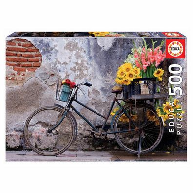 Fahrrad mit Blumen puzzle 500pzs