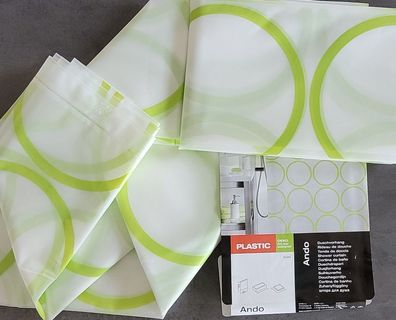 ANDO Kiwi Grün PEVA Duschvorhang Rings Motiv 180x200cm. Reduziert