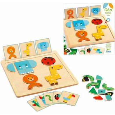 DJECO Magnetisches Holzpuzzle Tiergesichter