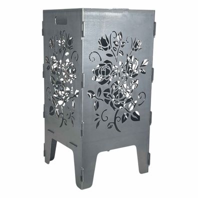 Feuerkorb Rosen hochwertig Feuertonne 38x75cm 3mm Stahl