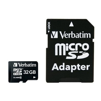 Micro SDHC Card Class 10 Verbatim 32BG mit Adapter