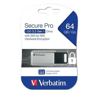 USB Stick Verbatim 64GB Secure Pro silber