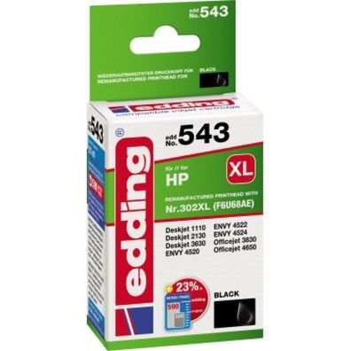 edding Tintenpatrone 18-543 wie HP 302XL EDD-543 ca. 590 Seiten schwarz 21ml