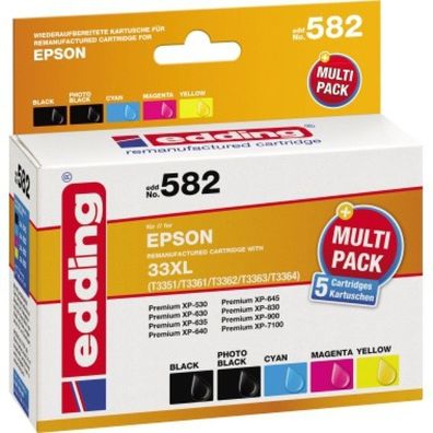 edding Tintenpatrone 18-582 wie Epson T3 schwarz ca. 3 x 650 Seiten farbig