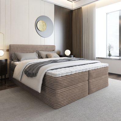 Bett, Boxspringbett ZENO mit Topper, Federkern, Doppelbett, Bettkasten, Stauraum