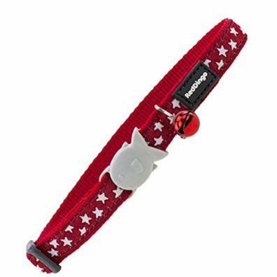 Katzenhalsband Rot Sterne (1,2 x 20-32 cm)