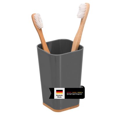 bremermann Zahnputzbecher CALVI aus Bambus und Kunststoff, grau