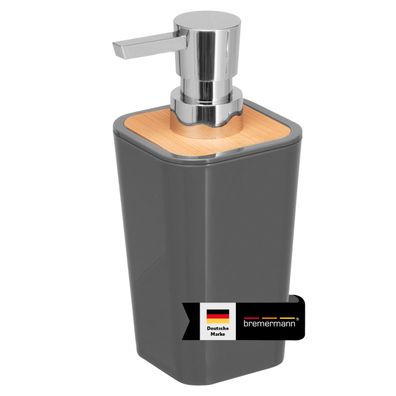 bremermann Seifenspender CALVI aus Bambus und Kunststoff | Füllmenge 320 ml grau