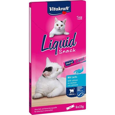 Vitakraft flüssiger Katzensnack Liquid Snack Lachs MSC und Omega3 (1x 6Stück)