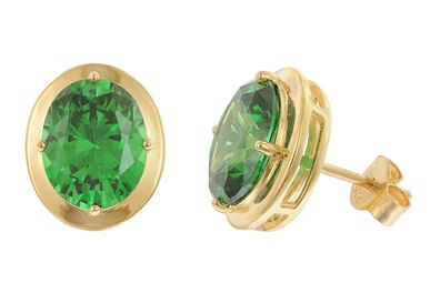 Acalee Schmuck Damen-Ohrringe 925 Silber Vergoldet Zirkonia Smaragdgrün 70-1052-11