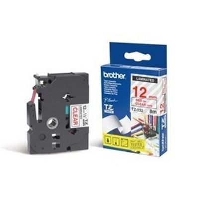 Brother TZE132, 12 mm, Rot auf Transparent