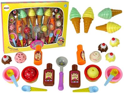 Süße Leckereien Set Eis Cupcakes Saucen Löffel