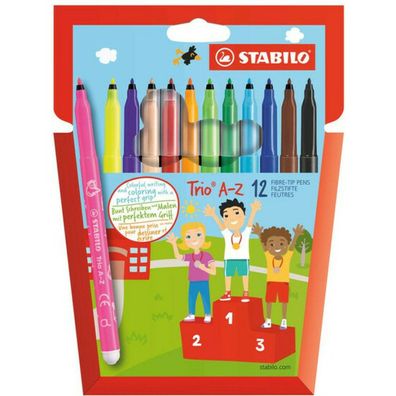 Fasermaler Trio A-Z 12er Etui auswaschbar feine Spitze Tinte