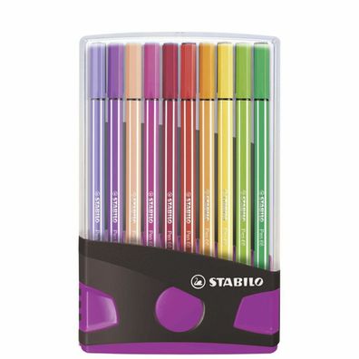Stabilo-Pen 68 Color- Parade 20er in Kunststoff Box anthrazit-pink