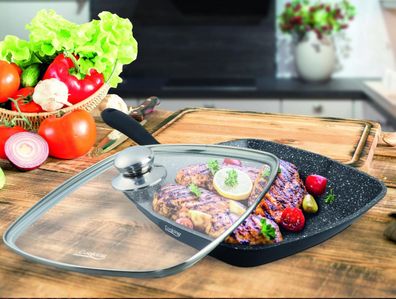 Grillscheibe AL+DECKEL 28X4.5CM, DUNKLE LINIE