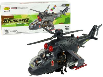 Hubschrauber mit riesigen Flügeln, Lichtern und Geräuschen