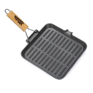 Grillpfanne, Gusseisen, Holzgriff, DET, 23X2CM
