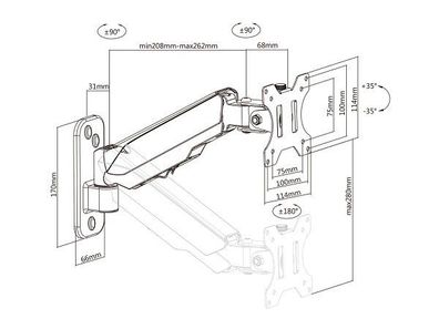 Multibrackets M Monitorhalterung Wand Basic Single | VESA | Max 8kg | Wand | Schwarz