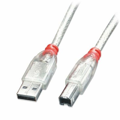 LINDY USB 2.0 Kabel Typ A/B transparent M/M 3m
