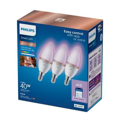 Philips Smart-Glühbirnen-Set 3-teilig 40 W C37 E14 Wiz-App