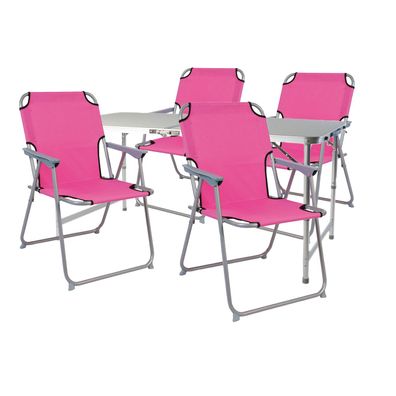 5-teiliges Campingmöbel Set Pink Alu mit Tragegriff Camping 120x60x58/70cm