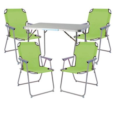 XL 5-teiliges Campingmöbel Set Alu mit Tragegriff Camping 80x60x68cm Limegrün