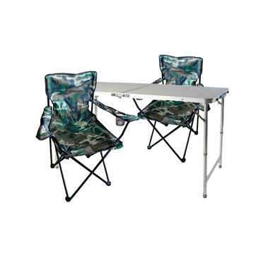3-tlg. Camouflage Campingmöbel Set, Tisch mit Tragegriff und Stühle mit Tasche