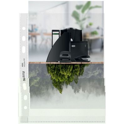25 LEITZ Prospekthüllen recycle 4002 DIN A5 transparent genarbt 0,10 mm