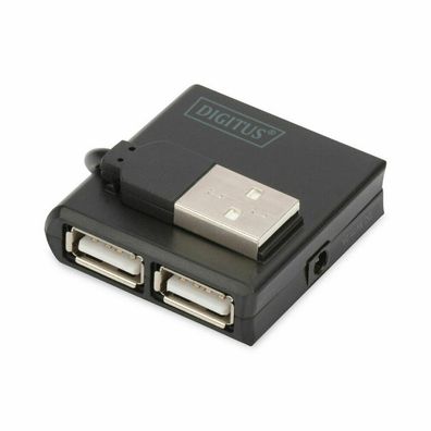 Digitus USB-Hub 4-Port 2.0->4xA2.0 integr. Kabel schwarz