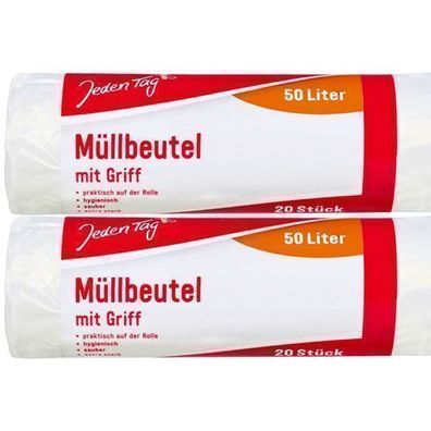 Ein Tag Müllsäcke mit Griff 50l 2x20 Stück