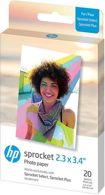 HP Fotopapier Sprocket Plus Zink 5,8x8,6cm 20 Blatt
