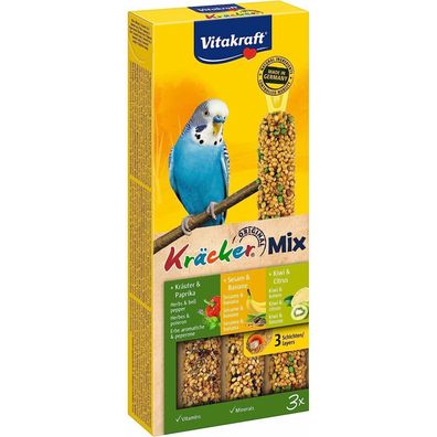 Vitakraft Vogelsnack Sittich Kräcker Mix Banane, räuter, iwi, 1x 3St