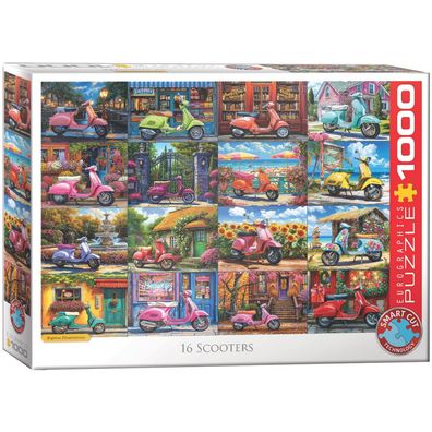 Puzzle - 16 Motorroller von Chris Bigelow - 1000 Teile