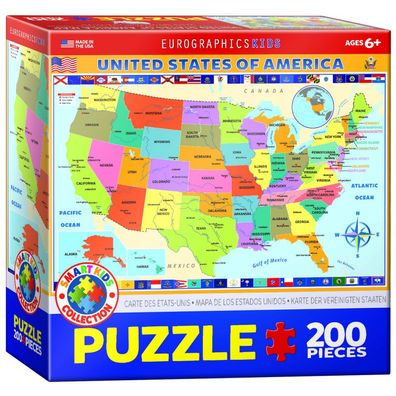 Puzzle - Karte der Vereinigten Staaten - 200 Teile